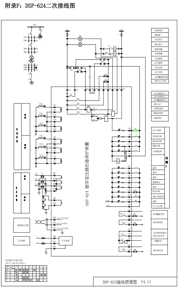 DSP-624系列數(shù)字變壓器后備保護(hù)裝置接線