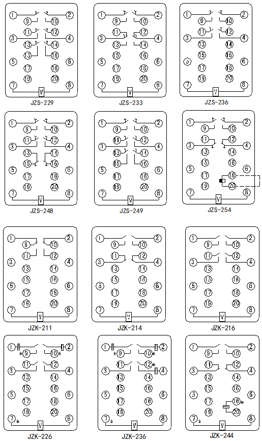 JZ□-200系列靜態(tài)中間繼電器接線圖