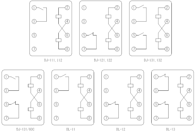 DL-10、DJ-100系列繼電器接線圖