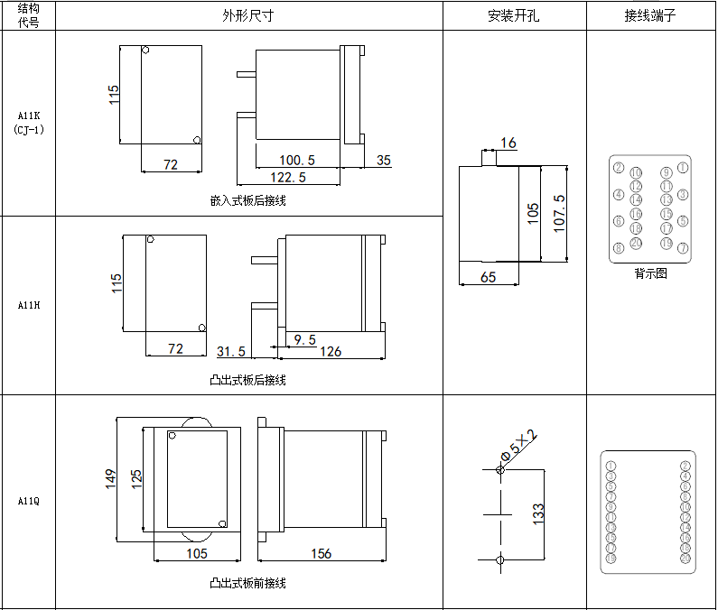 DY-30/Z型電壓繼電器尺寸圖