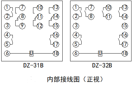 DZ-30B系列中間繼電器接線圖