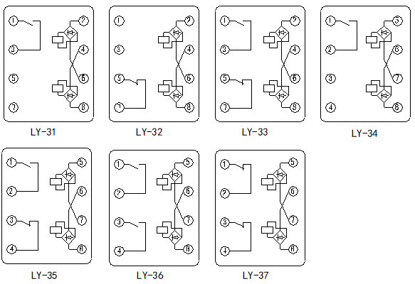 LY-30系列電壓繼電器接線圖